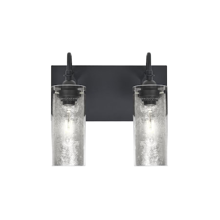 Duke Vanity, Silver Foil, Black, 2x60W Incandescent